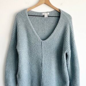 cupcakes & cashmere Soft Blue V-Neck Sweater